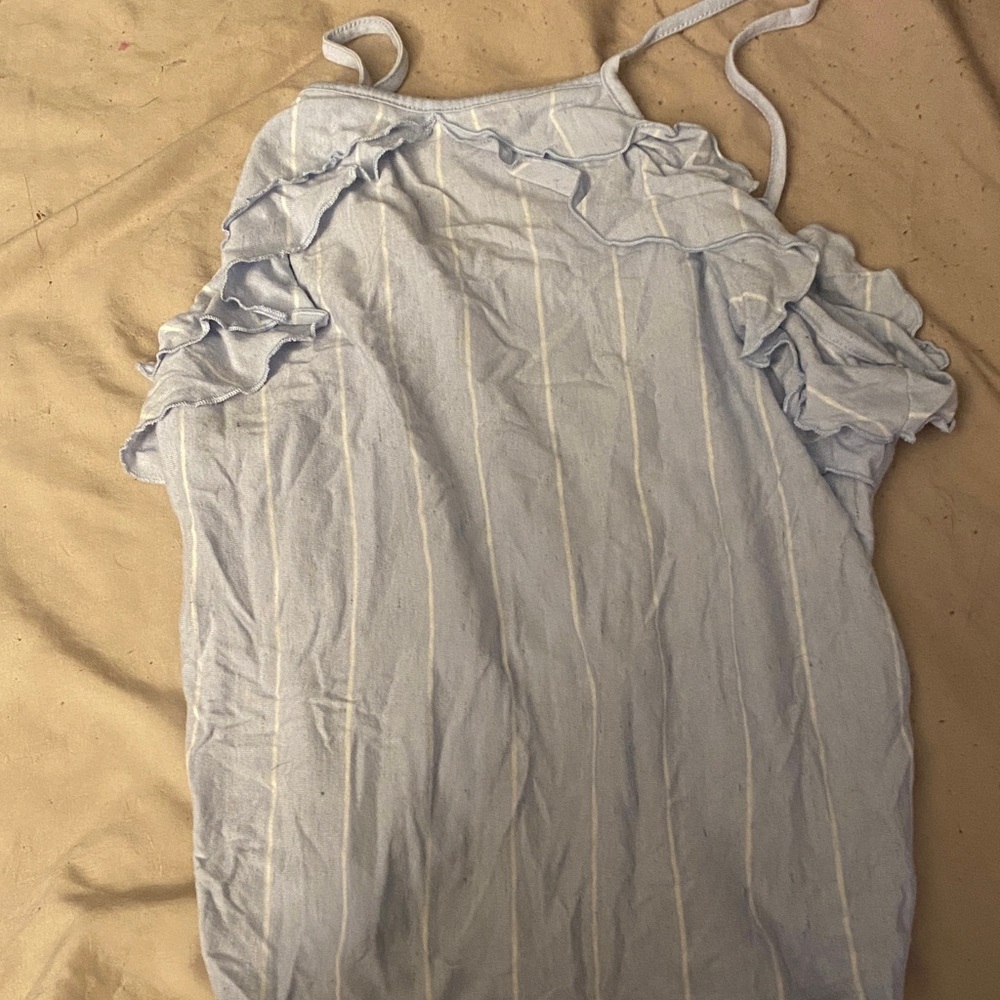 American Eagle Outfitters Light Blue Ruffle Tank Top
